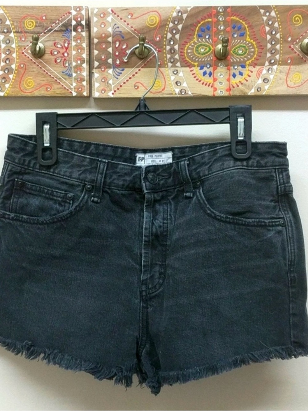 Free People Black Cutoff Jean Shorts